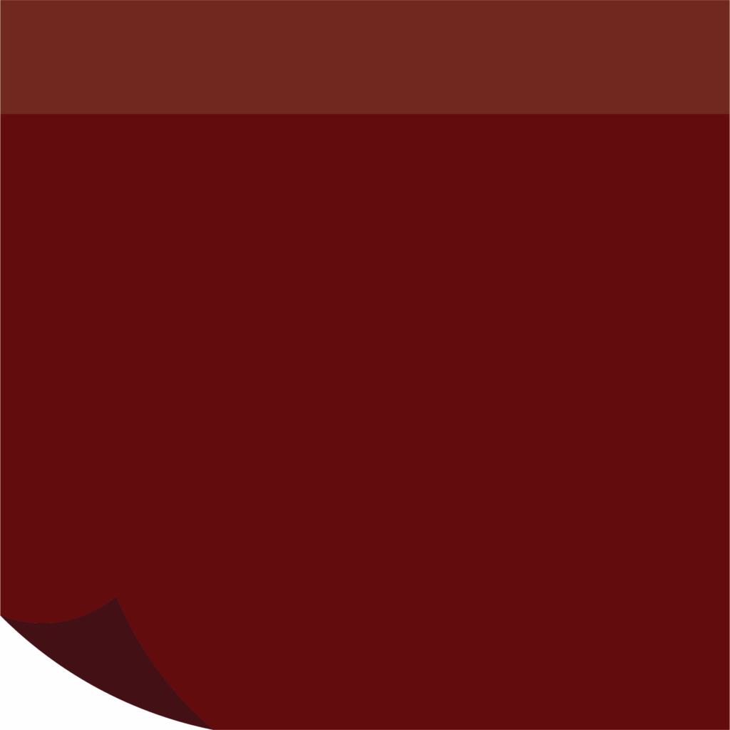 Dark red square with curled corner