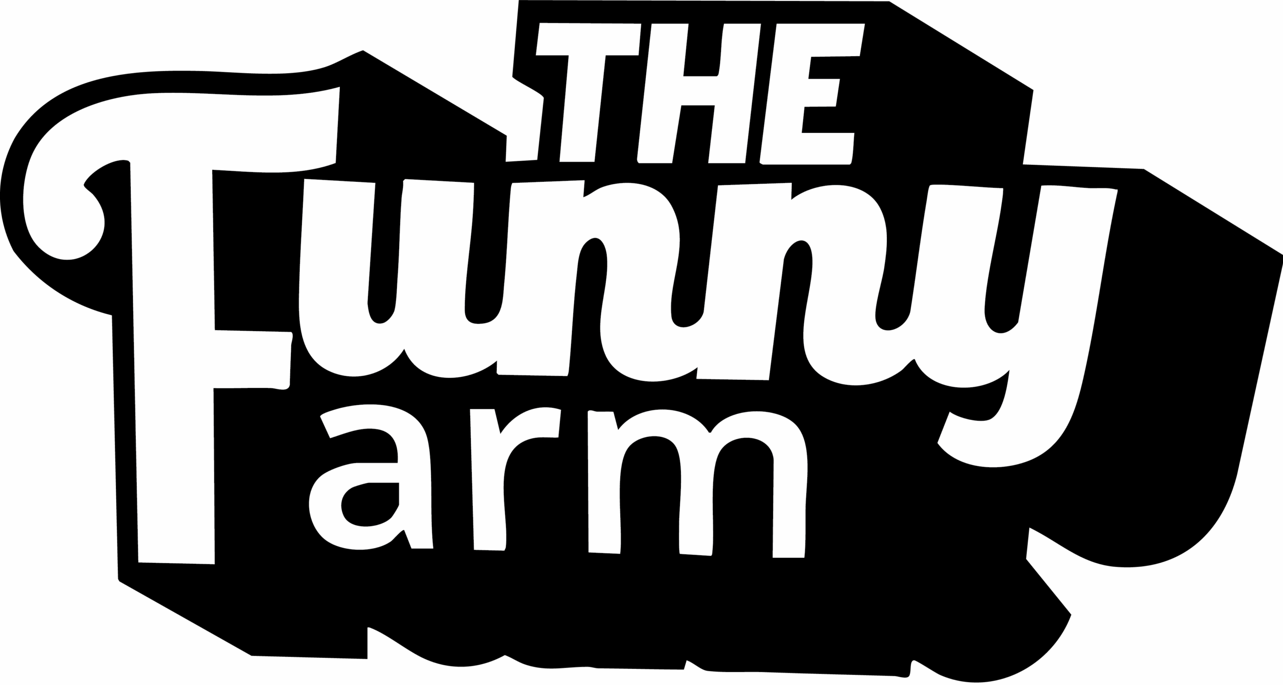 The Funny Farm logo white text on black