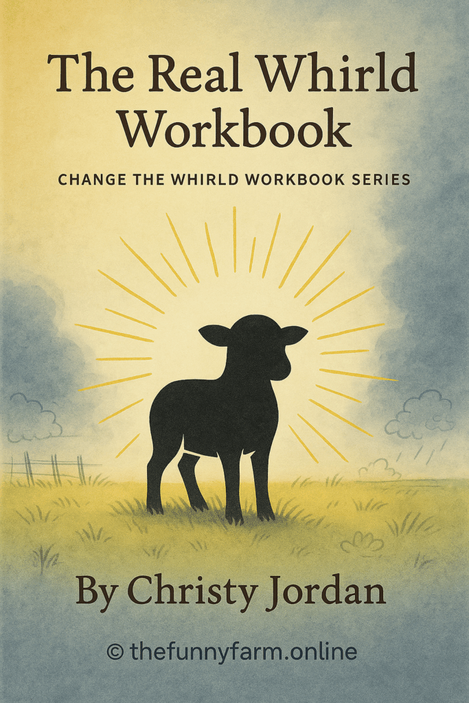 Book cover: silhouette lamb standing in sunburst