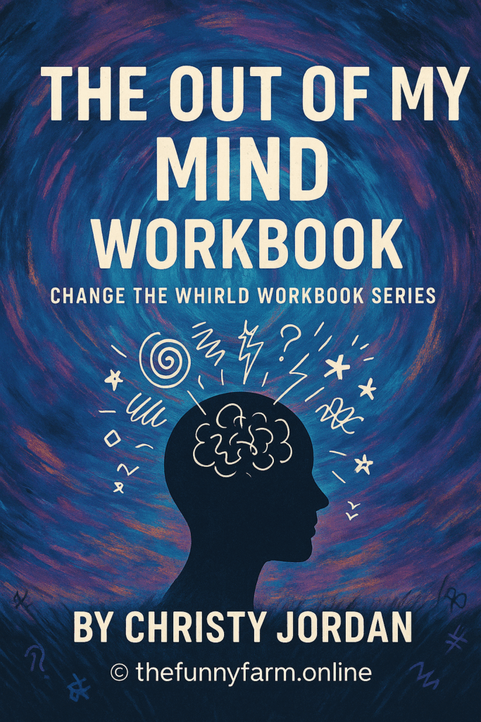 Out of My Mind workbook cover, brain silhouette